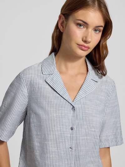 Pieces Regular fit overhemdblouse van een mix van katoen en linnen, model 'PIA' Blauw - 3