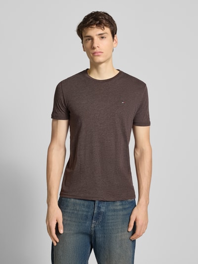Tommy Jeans Regular fit T-shirt van katoenmix Donkerbruin gemêleerd - 4