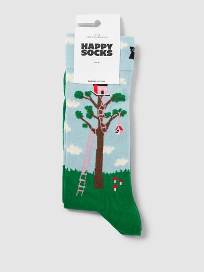 Happy Socks Skarpety ze wzorem na całej powierzchni model ‘Treehouse’ Zielony 3