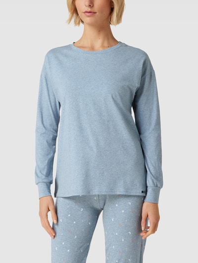 Skiny Shirt met lange mouwen en labelpatch, model 'Every Night' Blauw - 4