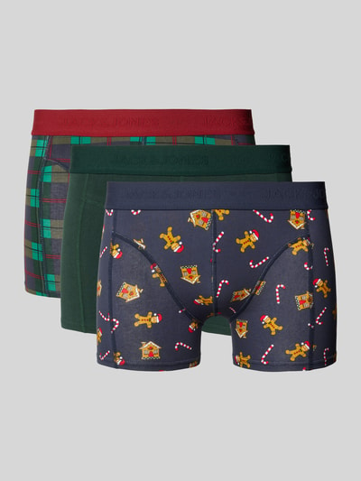 Jack & Jones Boxershort met elastische band met logo in een set van 3 stuks, model 'XMAS' Donkergroen - 1