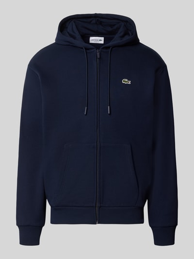 Produktfoto, Regular Fit Sweatjacke aus Baumwoll-Mix von Lacoste in Dunkelblau, glatte Struktur, sichtbares Krokodil-Logo, Herren Sweatjacke von Lacoste