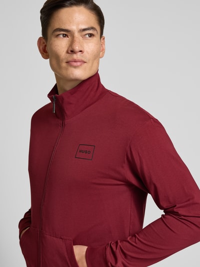 HUGO Bluza rozpinana o kroju regular fit z mieszanki bawełny model ‘LAZE’ Bordowy 3
