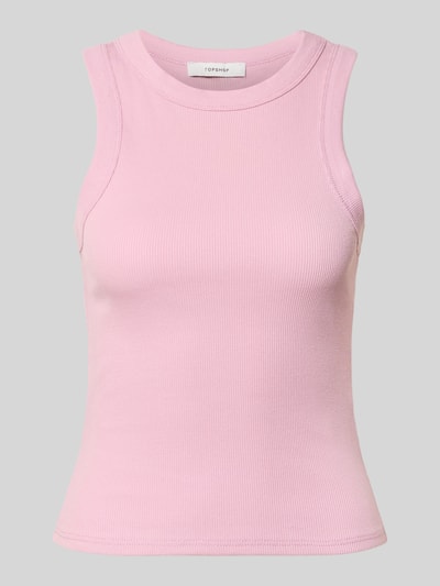 Produktfoto, rosa Tanktop in Ripp-Optik Modell 'MARY' von Topshop aus Baumwoll-Elasthan-Mix mit Rundhalsausschnitt, Slim Fit