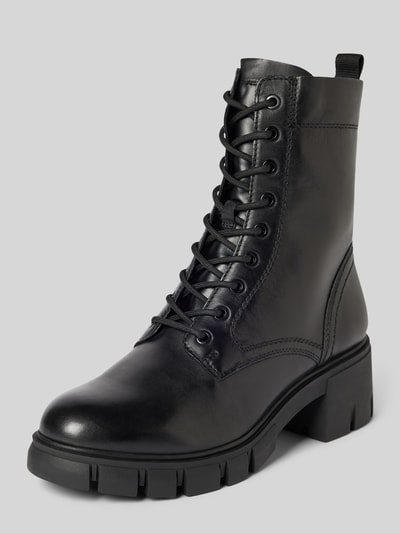 Tamaris Veterboots van leer met siernaden Zwart - 1