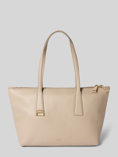 Produktfoto, Shopper mit Label-Detail Modell 'OLIVIA' von FURLA in Beige, Hauptfach mit Reißverschluss, Tragehenkel, Maße 43x26x14 cm, Schulterriemen 58 cm