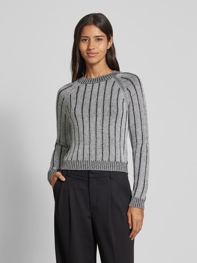 Vero Moda Regular Fit Strickpullover mit Effektgarn-Ripp-Struktur Modell 'VANJA' Metallic Black 4