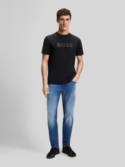 BOSS Orange regular fit T-shirt van puur katoen model 'TE_LOGO' Zwart - 1
