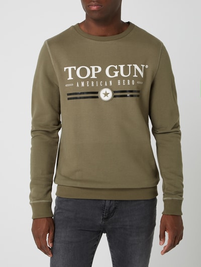 Top Gun Sweatshirt mit Print  Oliv 4