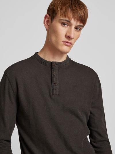 Superdry Longsleeve mit Serafino-Ausschnitt Modell 'Grandad' Black 3