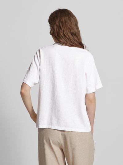 Soyaconcept Bluzka koszulowa lniana z kołnierzem z połami model ‘Ina’ Biały 5