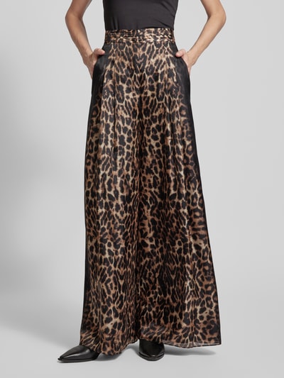 Marc Cain Wide leg stoffen broek met bandplooien Zwart - 4