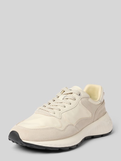 Produktfoto, Sneaker aus Leder-Mix mit Logo-Detail Modell 'City' von HOFF, kremowy, sznurowanie, zaokrąglony kształt, 4 cm obcas, 6 cm wysokość cholewki, szerokość w rozmiarze 40: 8 cm, profilowana podeszwa