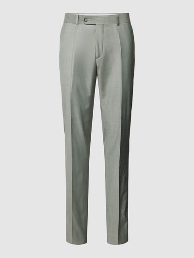 Carl Gross Slim fit pantalon met persplooien, model 'Silas' Groen - 2