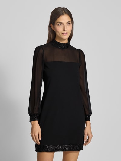 Apricot Semitransparentes Minikleid mit Pailletten Dunkelgruen 4