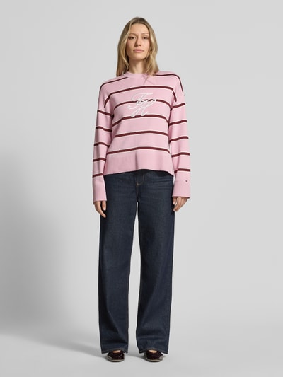 Tommy Hilfiger Regular Fit Sweatshirt aus reiner Baumwolle Pink 1
