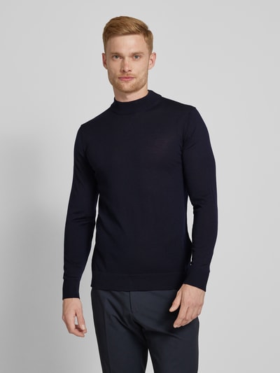 Strellson Gebreide pullover met ribboorden, model 'Marek' Marineblauw - 4