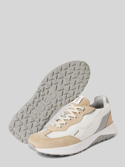 HUGO Leren sneakers met contrastgarnering, model 'Kane' Beige - 3