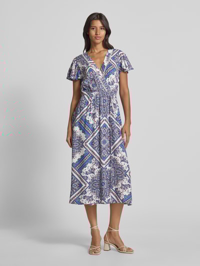 Apricot Midikleid mit V-Ausschnitt Marine 4