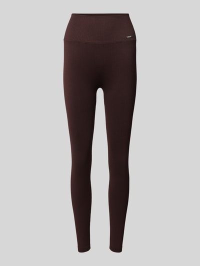 AIMN Sportleggings mit elastischem Bund und Label-Detail Dunkelbraun 1