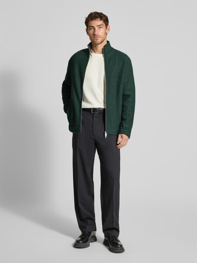 SELECTED HOMME Regular fit cardigan van zuivere wollen bouclé, model 'NEALY' Donkergroen - 1