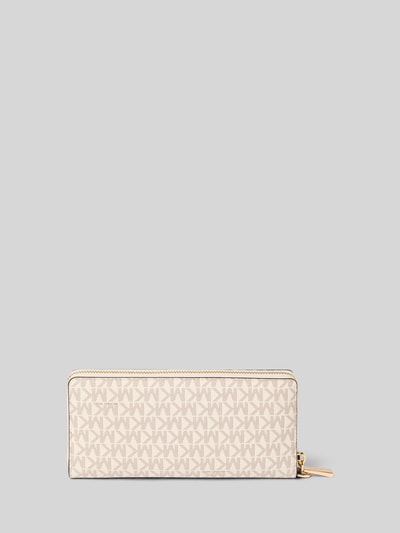 Produktfoto, Portemonnaie mit Logo-Applikation Modell 'Jet Set' von MICHAEL Michael Kors, beige mit Allover-Logo-Print und Reißverschluss, strukturierte Oberfläche