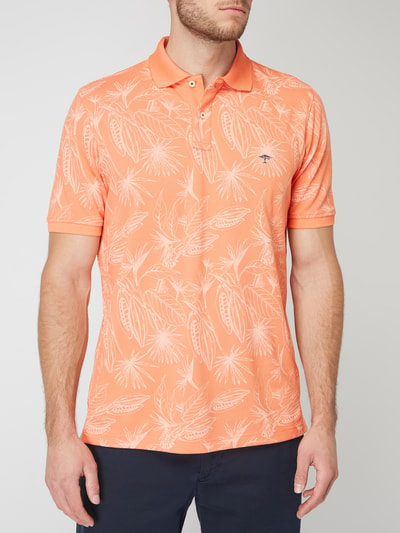 Fynch-Hatton Casual fit poloshirt met bloemmotief  Oranje - 4