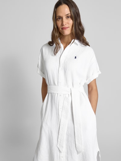 Polo Ralph Lauren Leinenkleid mit Logo-Stitching Weiss 3