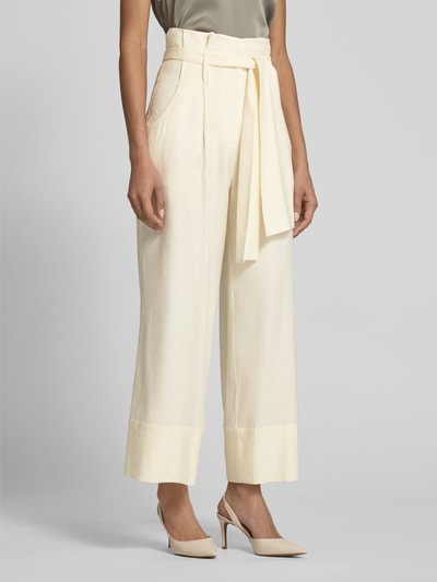 MORE Wide Leg Leinenhose mit Bindegürtel Offwhite 4