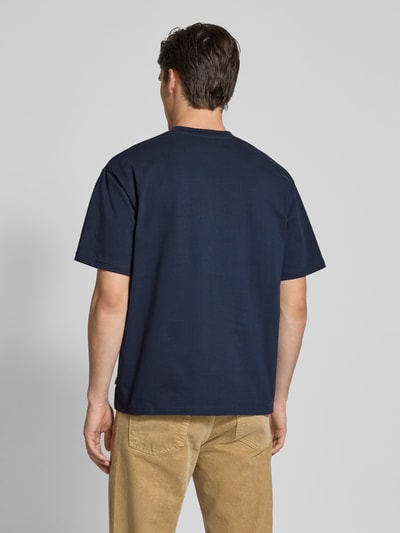 WOODBIRD T-shirt met labelstitching, model 'Baine' Marineblauw - 5