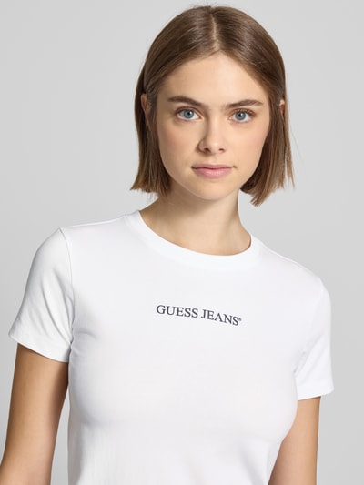 Guess Jeans Slim fit T-shirt met labelprint Wit - 3