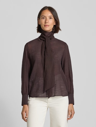 Mango Regular Fit Schluppenbluse aus Viskose-Mix Dunkelbraun 4