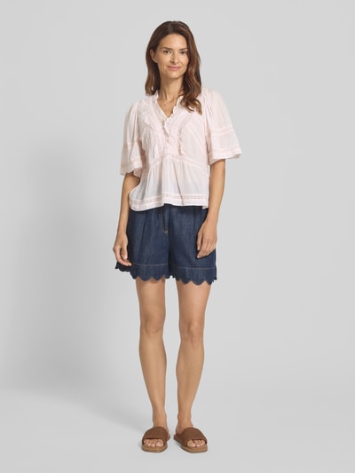 Neo Noir Regular fit blouse met gehaakt kant, model 'Evienne' Felroze - 1