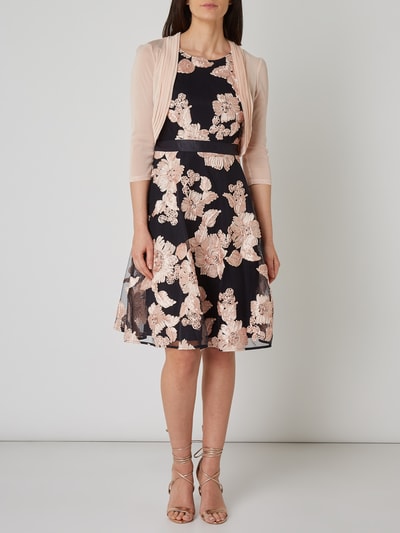 Christian Berg Cocktail Two-Tone-Cocktailkleid mit floralen Zierborten  Marine Melange 1