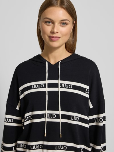LIU JO SPORT Sweter o kroju relaxed fit z mieszanki wiskozy z wyhaftowanym logo Czarny 3