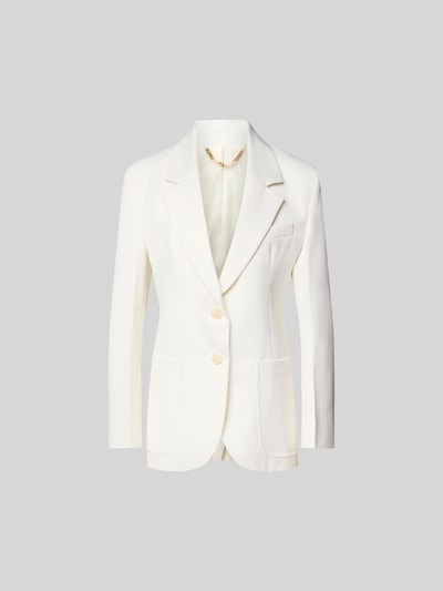 Produktfoto, Blazer aus Woll-Mix mit Brusttasche von Victoria Beckham in Cremeweiß, taillierte Passform, 2-Knopfleiste, strukturierte Oberfläche.