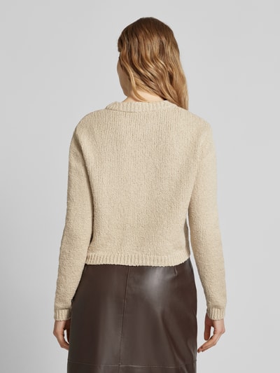 Windsor Cropped Strickpullover mit gerippten Abschlüssen Beige Melange 5