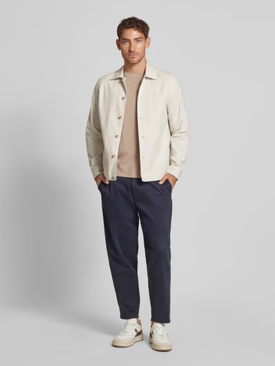 Marc O'Polo Loose fit overshirt van een mix van katoen en linnen Beige - 1