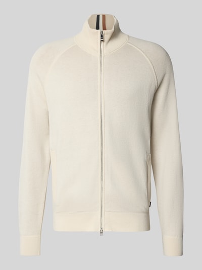 BOSS Regular fit gebreid jack met scheerwol, model 'H-IDINO' Offwhite - 2