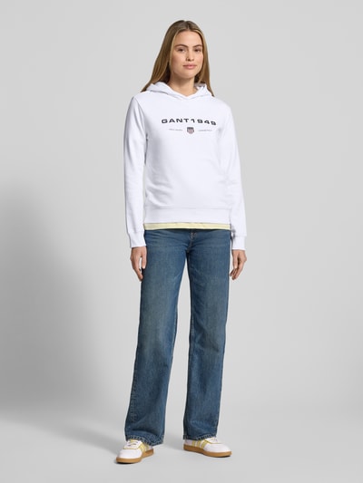 GANT Regular fit hoodie met labelprint Wit - 1