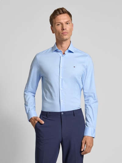 Tommy Hilfiger Tailored Slim fit zakelijk overhemd van katoenmix Bleu - 4