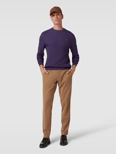 Christian Berg Men Strickpullover mit Strukturmuster Purple Melange 1