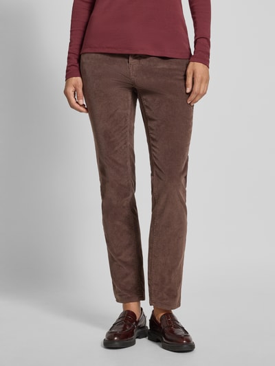 Brax Spodnie sztruksowe o kroju slim fit z mieszanki bawełny model ‘Mary’ Czekoladowy 4