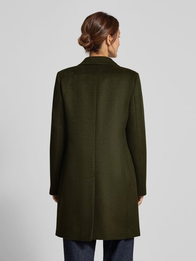 Jake*s Collection Płaszcz o kroju regular fit z dodatkiem wełny lana i kołnierzem z połami Ciemnozielony 5