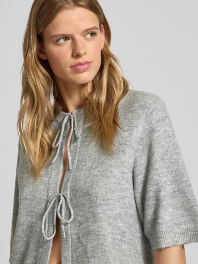 Only Loose Fit Strickjacke mit Schleifen-Detail Modell 'SIMONI' Mittelgrau Melange 3