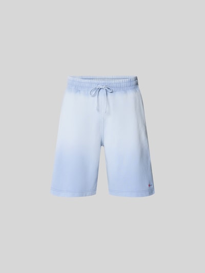 Produktfoto, Sweatshorts aus reiner Baumwolle von Diesel in Hellblau mit Label-Print, Gerade Passform, elastischer Bund, Gesäßtaschen, Größe M 25 cm Innenbeinlänge, Bundweite 41 cm.