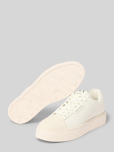 Armani Exchange Sneakers van leermix met logodetail model 'Lion' Offwhite - 4