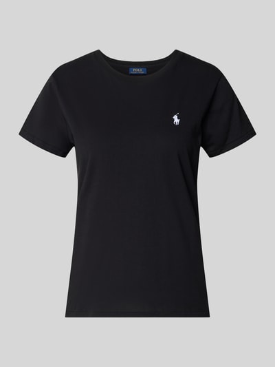 Produktfoto, Regular Fit T-Shirt aus reiner Baumwolle von Polo Ralph Lauren, schwarz, glatte Oberfläche, kurzer Schnitt, Damen T-Shirt