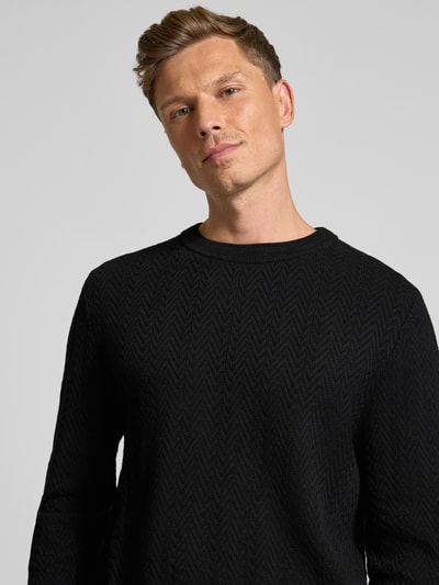 HUGO Regular Fit Strickpullover aus reiner Baumwolle Modell 'SIMO' Black 3
