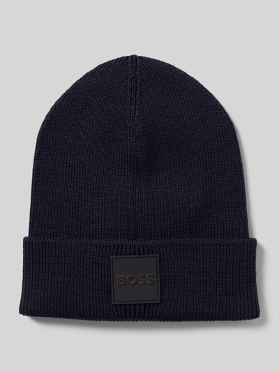 BOSS Czapka beanie z detalem z logo model ‘Foxxy’ Granatowy 1